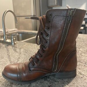 Steve Madden Brown Leather Troopa Lace Up Combat Boots - Size 7.5